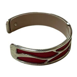 Les Georgettes Open Cuff Bracelet Sterling Silver Plated With Red Made In France